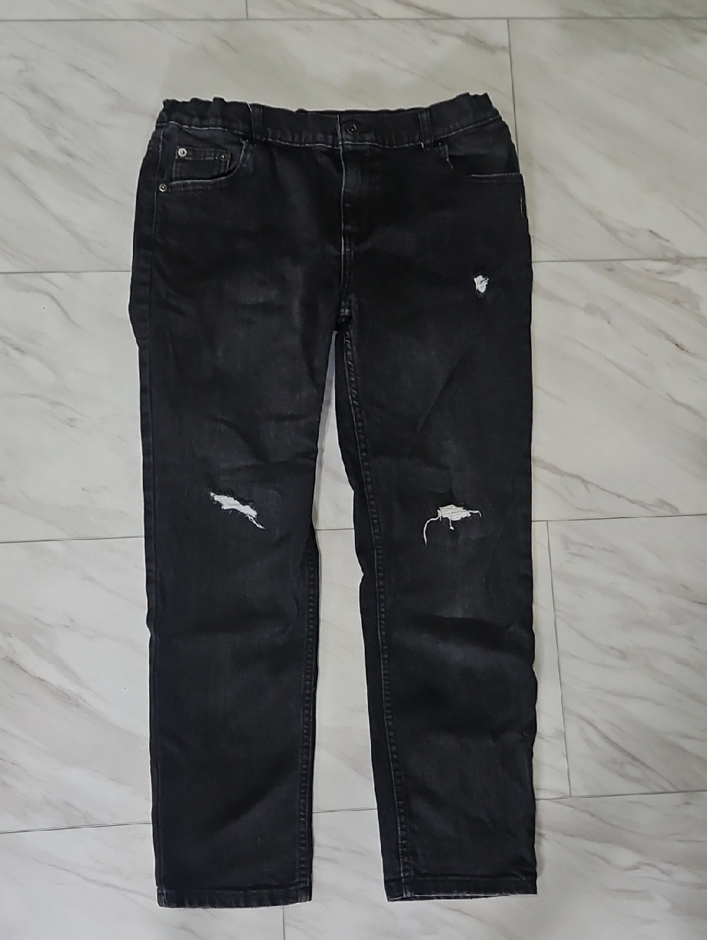 Husky Biys Black Skinny Distressed Jeans